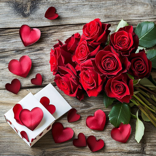 Passion and love: bouquet of red roses for Valentine's Day