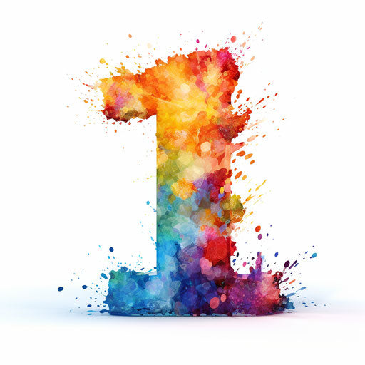 Number 1 clipart in the style of Impressionistic Art, on white background