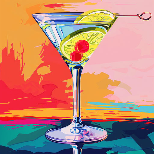 Realistic martini clipart with flat random background