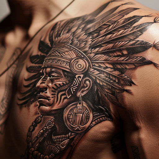 Aztec warrior tribal fusion tattoo