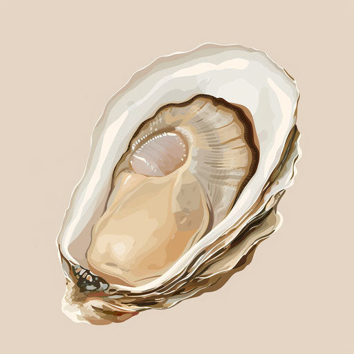 Elegant oyster on flat cream background