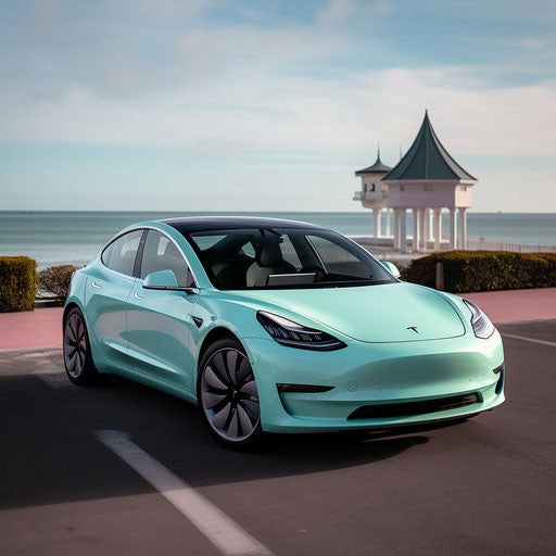 Electric vehicle seafoam blue color