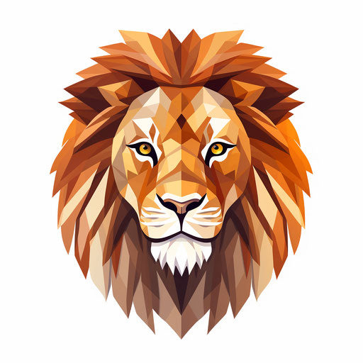 Minimalist lion cartoon on white background