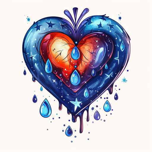 Crying heart with blue tears