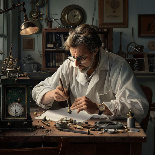 Meticulous work of a watchmaker in a studio