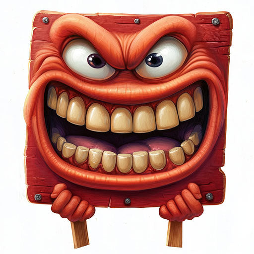 Humorous caricature of a sign with exaggerated human characteristics