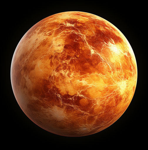 Red and Orange Venus Planet, Realistic Chiaroscuro Style