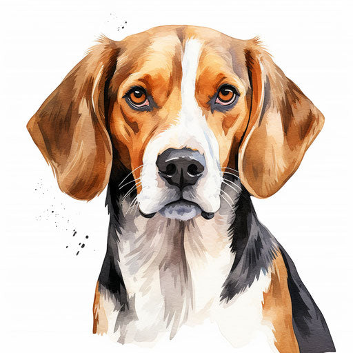 Beagle clipart in the style of Oil painting, on a white background