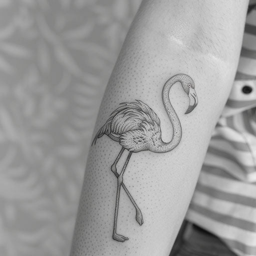Flamingo tattoo design in pointillism technique