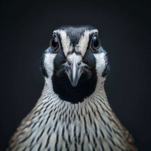 Quail bird staring at camera, Elke Vogelsang style