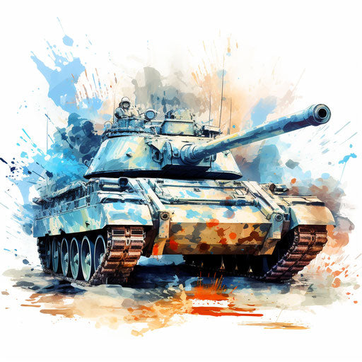 Tank illustration in the style of Impressionistic Art