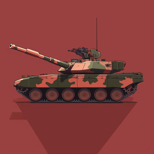 Flat background in deep maroon with tank clipart