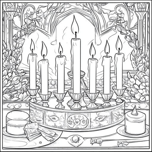 Kwanzaa kinara with candles in a detailed setting