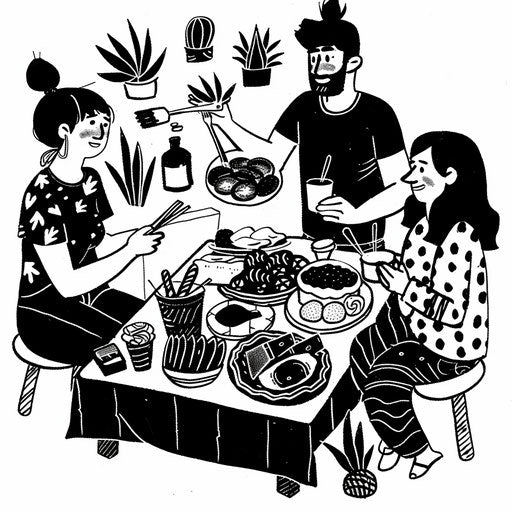 Craft potluck with creative projects and snacks