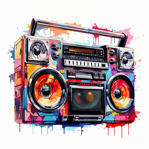 Boombox illustration in the style of Oil painting