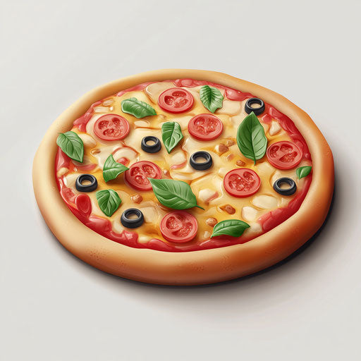 3D pizza on white background, isolated clipart