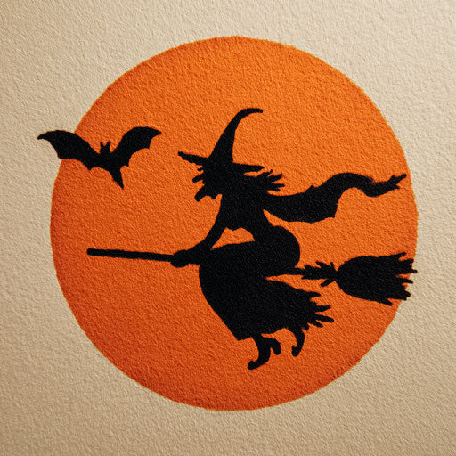 Night Silhouettes Against the Orange Full Moon