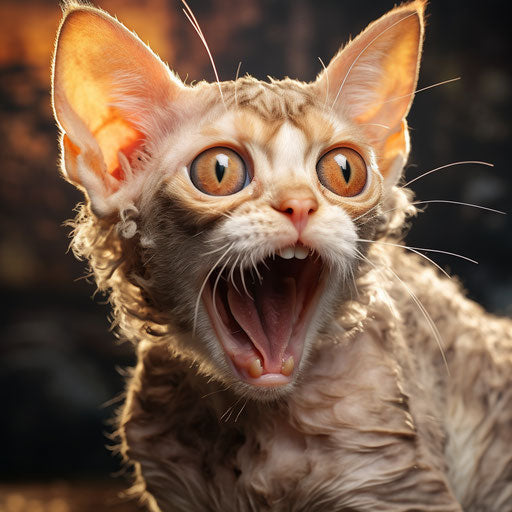 Devon Rex cat meowing