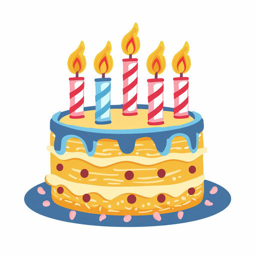 Birthday cake with candles, flat design