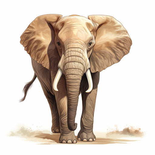 Elephant cartoon in Oil painting style on white background