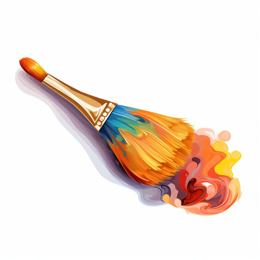Paint brush clip art in the style of Oil painting, on a white background