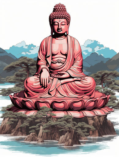 Indian stone Buddha sculpture png clipart, high-contrast shading style