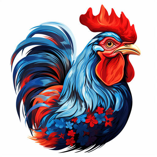 Rooster clipart in the style of Chiaroscuro Art, on a white background
