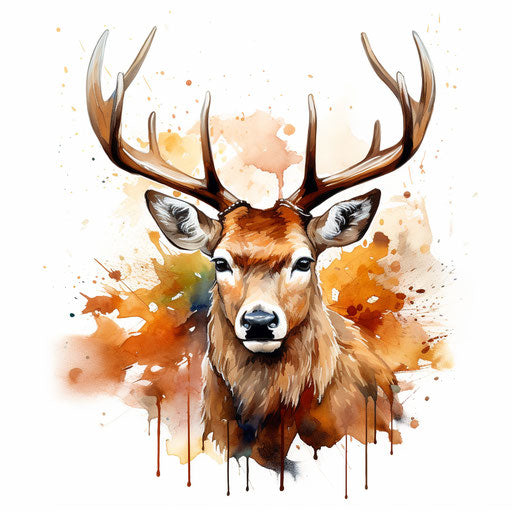 Deer clipart in the style of Oil painting, on a white background