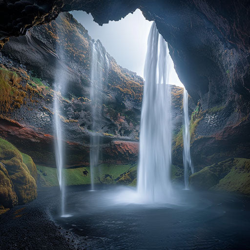 Waterfall in Iceland with mist, highly detailed
