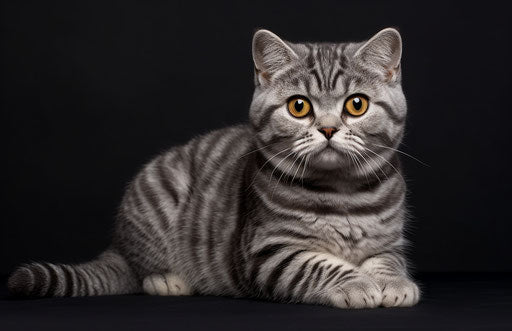 British light tabby cat in dark azure and yellow style