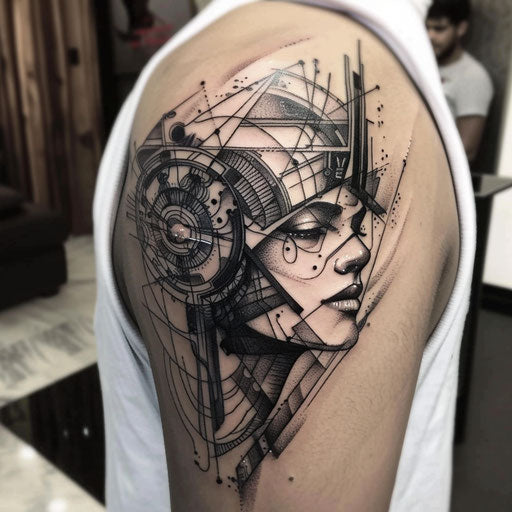 Divine tattoo with futuristic designs