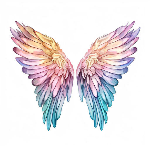 Angel wings clip art in oil painting style