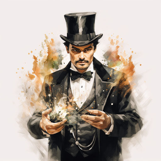 Magician clipart in the style of oil painting on white background