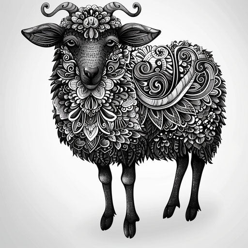 Black sheep tattoo on white background