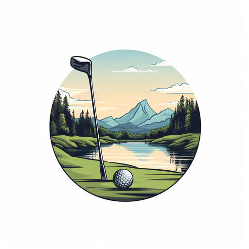 Minimalist style golf club on white background