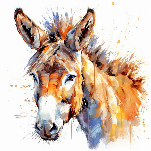 Donkey illustration in the style of Impressionistic Art
