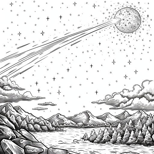 A majestic shooting star streaking across the night sky