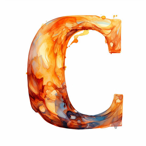 Letter c clipart in the style of Oil painting