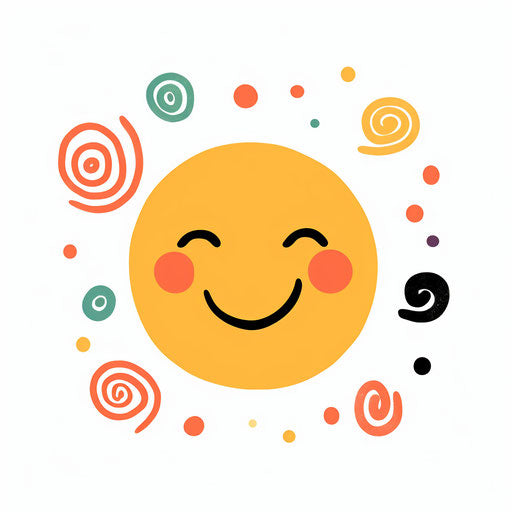 Happy clipart in Minimalist style, on white background