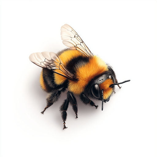 3D bee on white background, isolated clipart