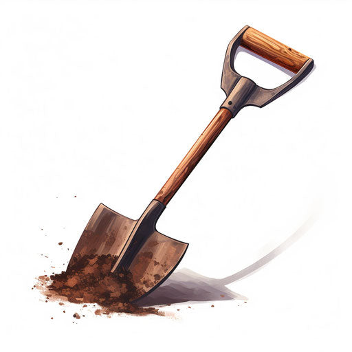 Shovel artwork in the style of oil painting, white background