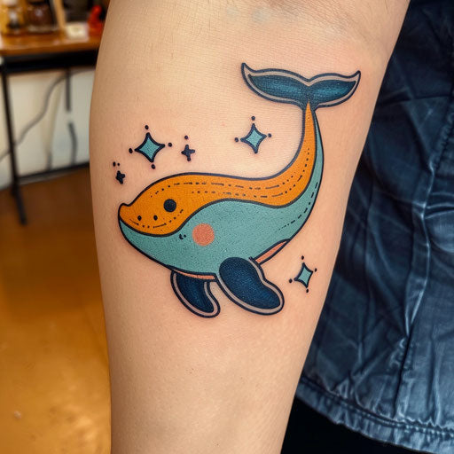 Whimsical cartoon whale sketch