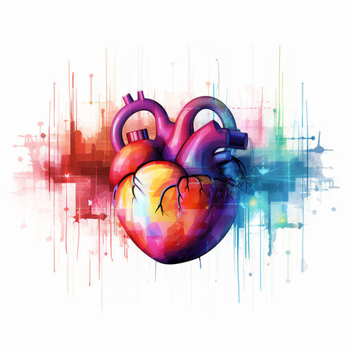 Heartbeat clipart in the style of Oil painting, on a white background