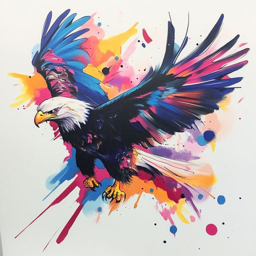 Eagle chest tattoo with American flag in bold colors