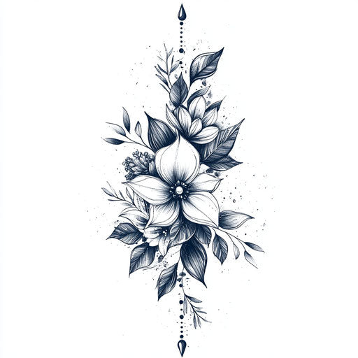Beautiful flat tattoo sketch constantin tattoo with botanical elements