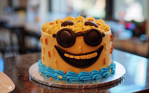 Happy Birthday cake with emoji smiley and sunglasses