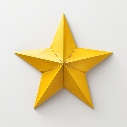 Realistic yellow star clipart on flat white background