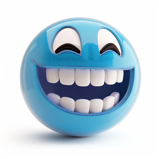 Blue sphere with big white smile