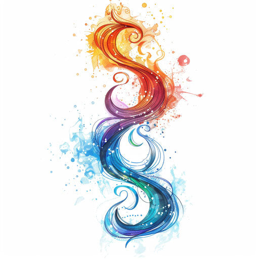 Symbolic tattoo: three dots, water, fire, air elements