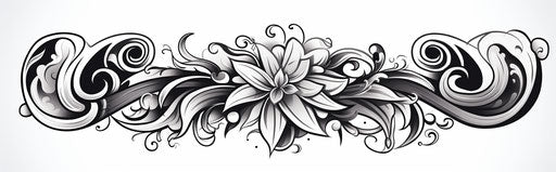 Black and white ornamental abstract drawing, art deco style, tattoo